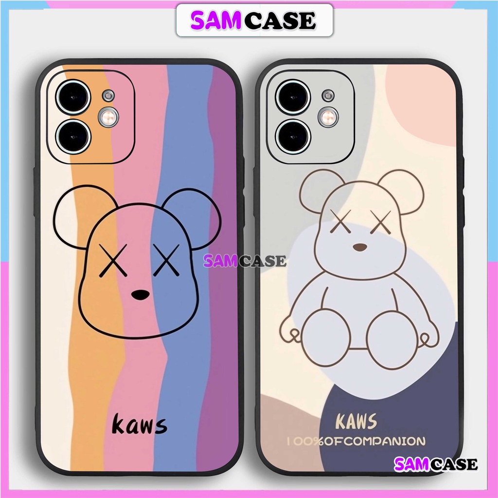 Ốp lưng iPhone 6/6s/7/8/X/XS/11/12/13/14 Pro Plus Max viền vuông chống sốc bảo vệ camera silicon mềm Hình Kaws19-1