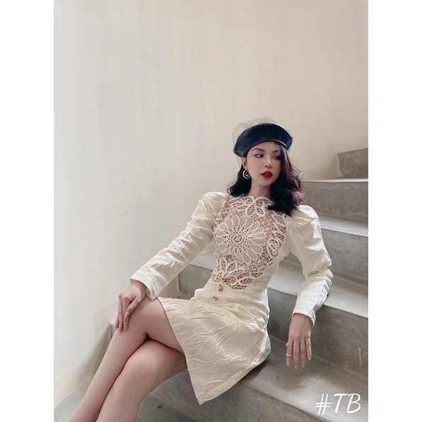 THUYBIESHOP | váy gấm ren khuy đá ( mẫu shop TBS kèm fback )