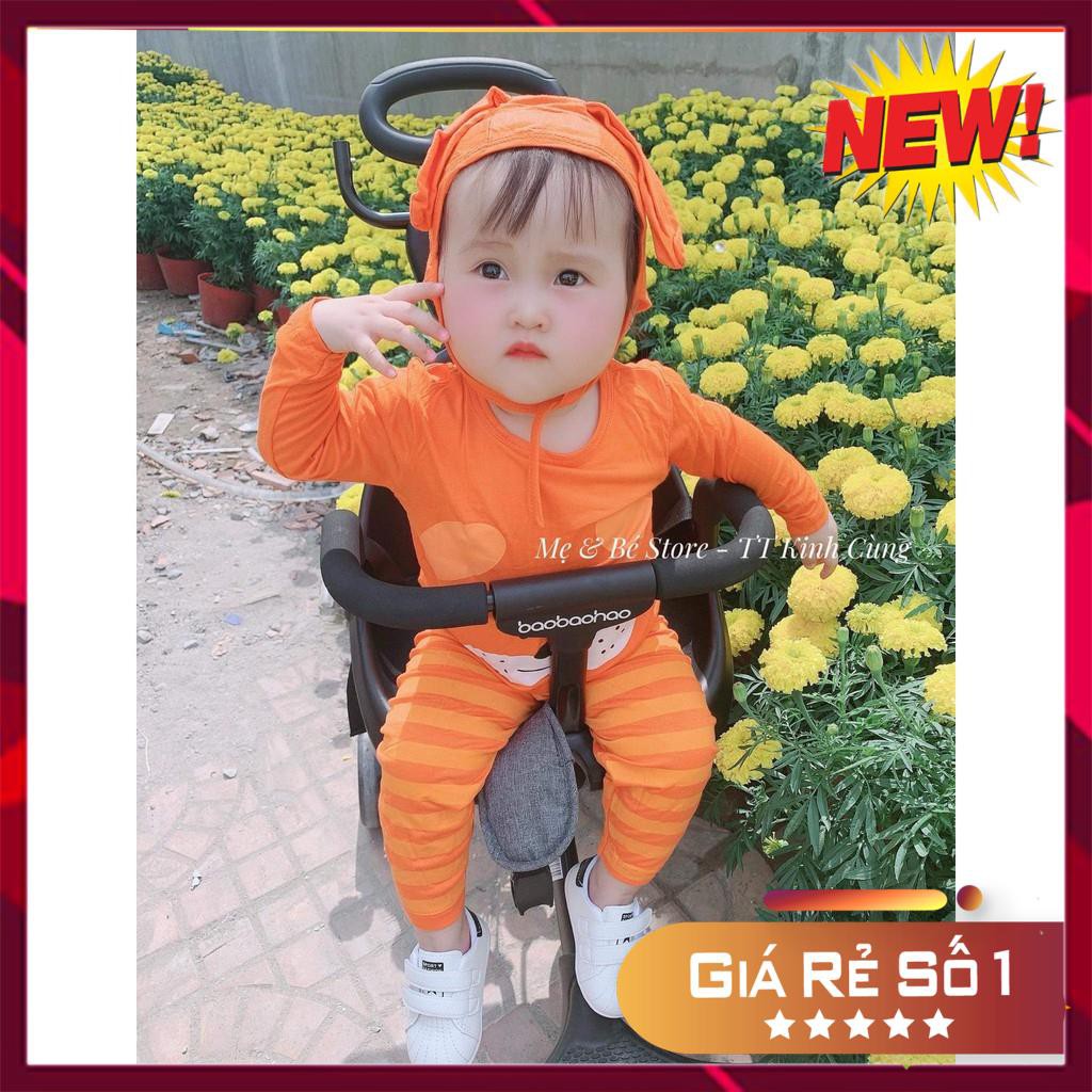 BỘ TAI THỎ THU ĐÔNG, bé trai bé gái MINKY MOM  đồ bộ dài tay trẻ em kèm mũ nón 100% chất thun lạnh, size 7-9kg