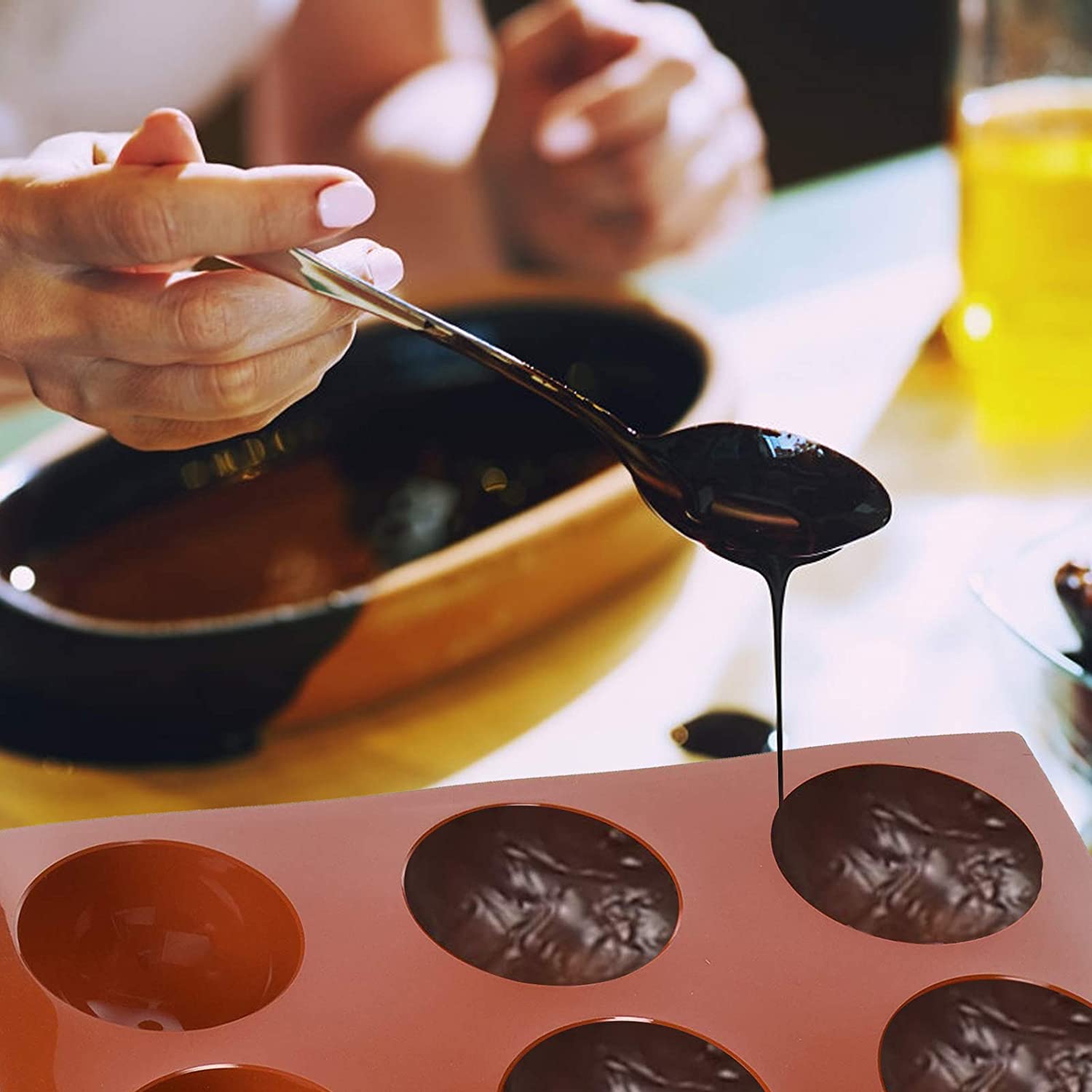 Khuôn Silicon ANAEAT Làm Bánh Cupcake Muffin Socola 6 Lỗ Hình Bán Cầu DIY