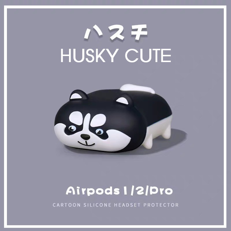 🔥Vỏ Tai Nghe Airpod 1/2 Hình Cún husky - Ốp Tai Nghe 🔥 Phù Hợp Với Airpods1/2- i11/12 Siêu Cute Dễ Thương