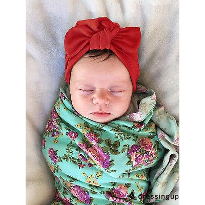 Mũ cotton thắt nơ xinh xắn cho trẻ sơ sinh