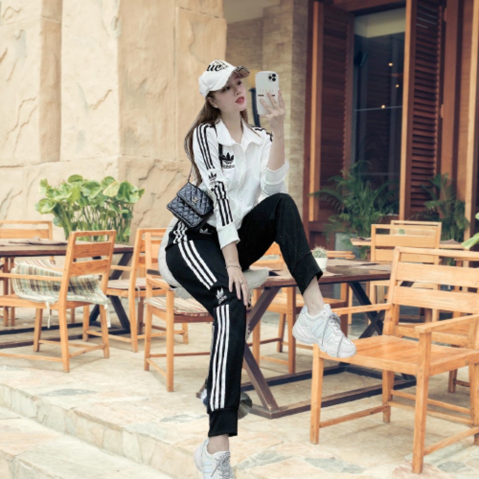 Bộ thể thao Adidas cổ cao kéo khóa nữ-Bộ thu đông dài tay nữ đẹp