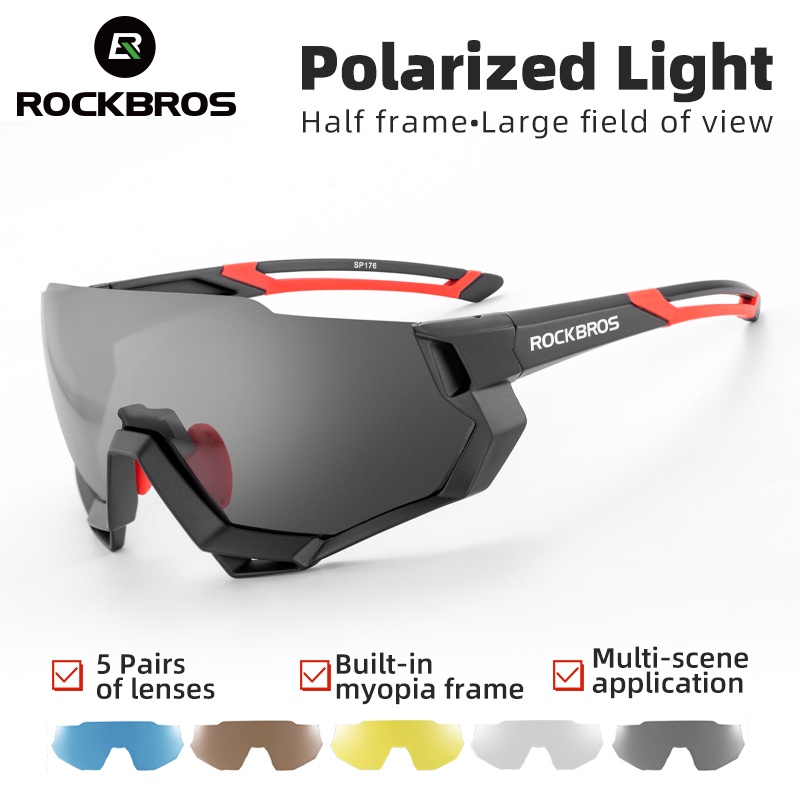Rockbros Kính Râm Phân Cực Chống Tia UV400 Chống Gió Thích Hợp Cho Các Hoạt Động Thể Thao Ngoài Trời Cho Nam Và Nữ