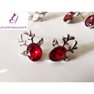 Bông tai pha lê Hoa tai Tuần lộc Noel Giáng sinh an lành combo được mua hộp quà 5k
