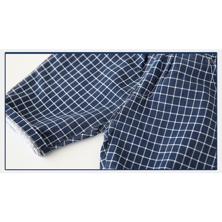 Quần short vải cotton kẻ sọc ca rô thời trang mùa hè dành cho bé trai 90-130cm