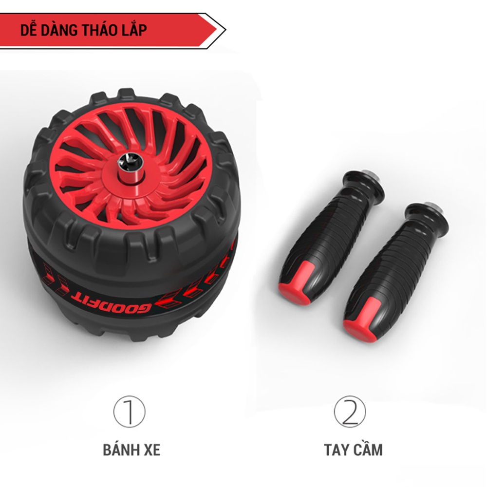 Con lăn tập bụng lò xo trợ lực GoodFit chịu tải 200kg, hỗ trợ tập gym, tập thể dục tại nhà GF600AB