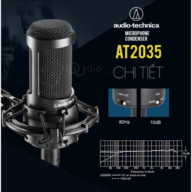 [Mã ELHACE giảm 4% đơn 300K] Micro thu âm Audio Technica AT2035 tặng dây mic cao cấp