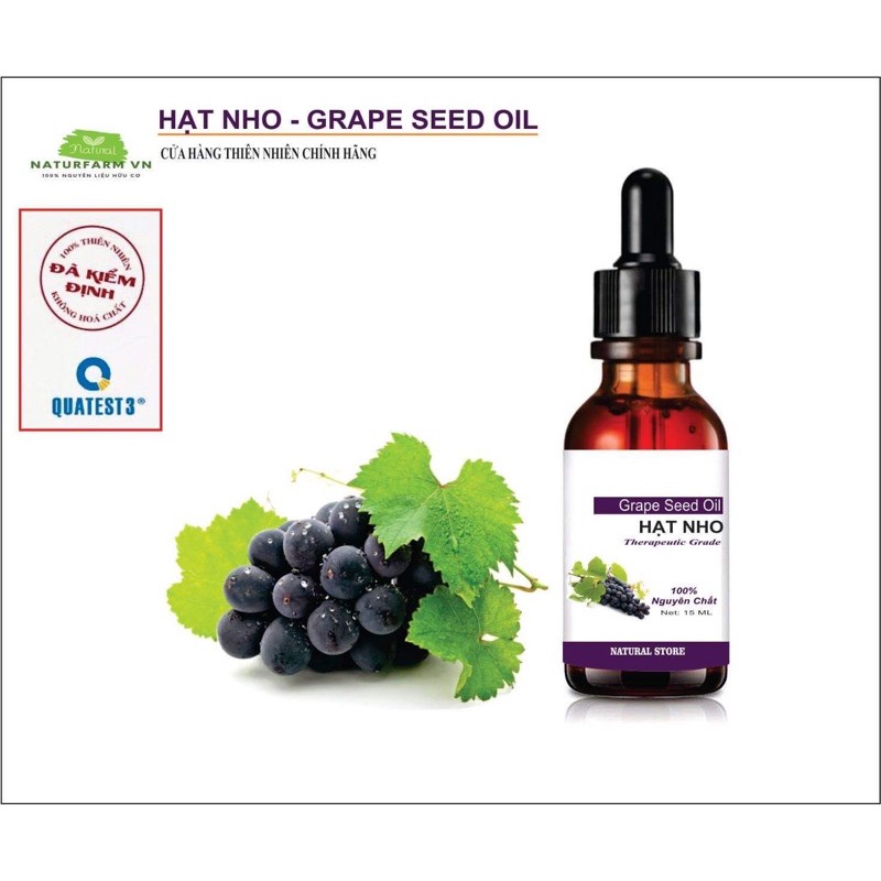 Dầu hạt nho ( Grape seed Oil ) 100% nguyên chất hữu cơ