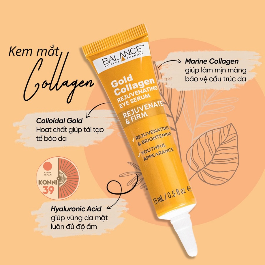 Serum tái tạo và dưỡng da mắt Balance Active Formula Gold Collagen Rejuvenating eye 15ml