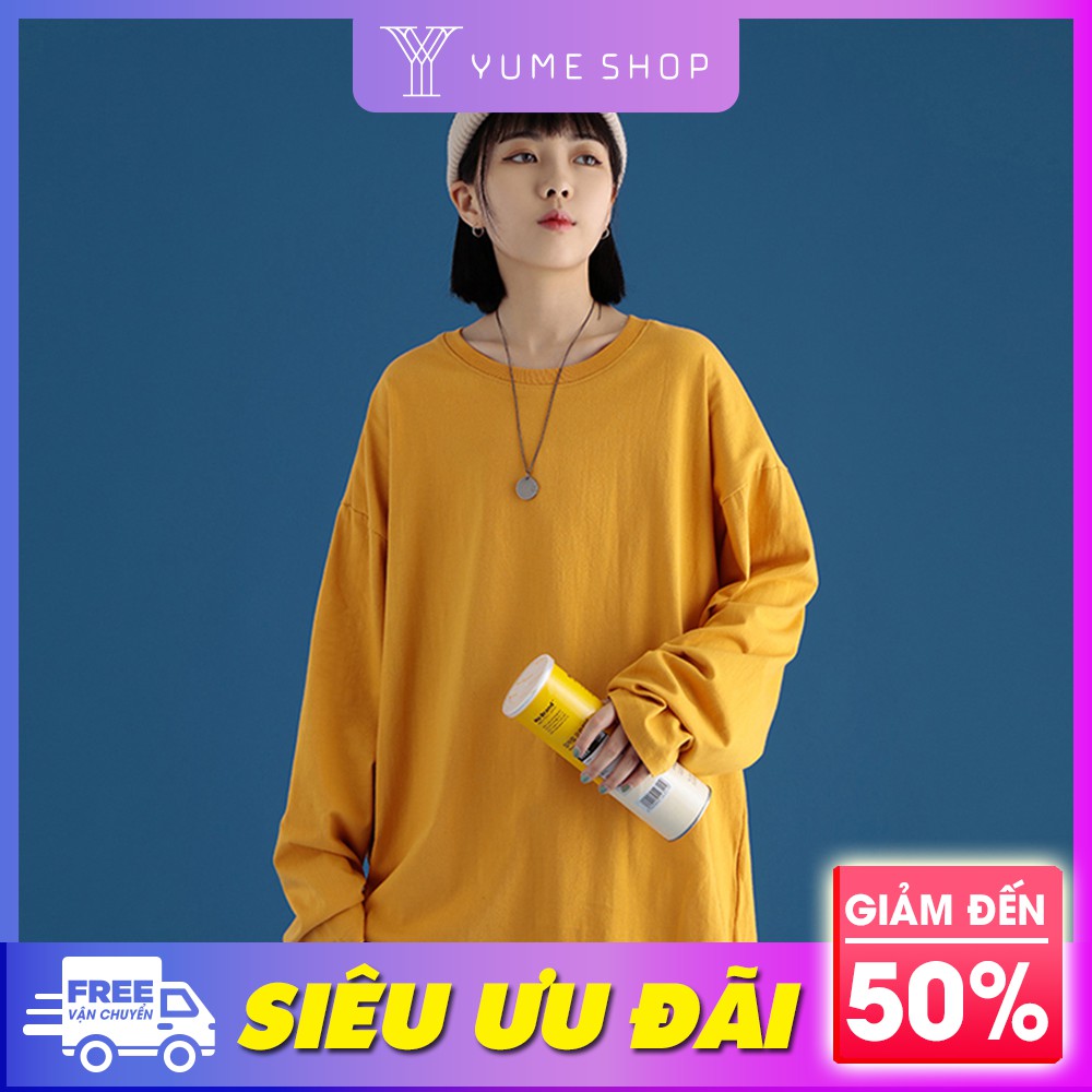 Áo Thun Trơn Dài Tay Form Oversize Ống Tay Rộng Chất Cotton Dày Mịn Nhiều Màu