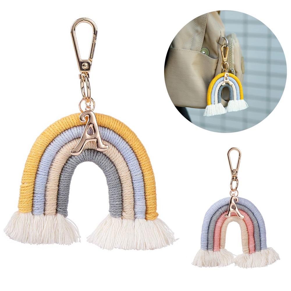 ROWANS Rainbow Keychains DIY Clips Bag Hook Weaving