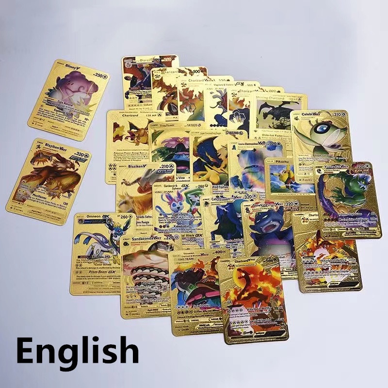 Set 54 thẻ bài Pokemon phiên bản tiếng Anh màu vàng/ bạc dành cho trẻ em