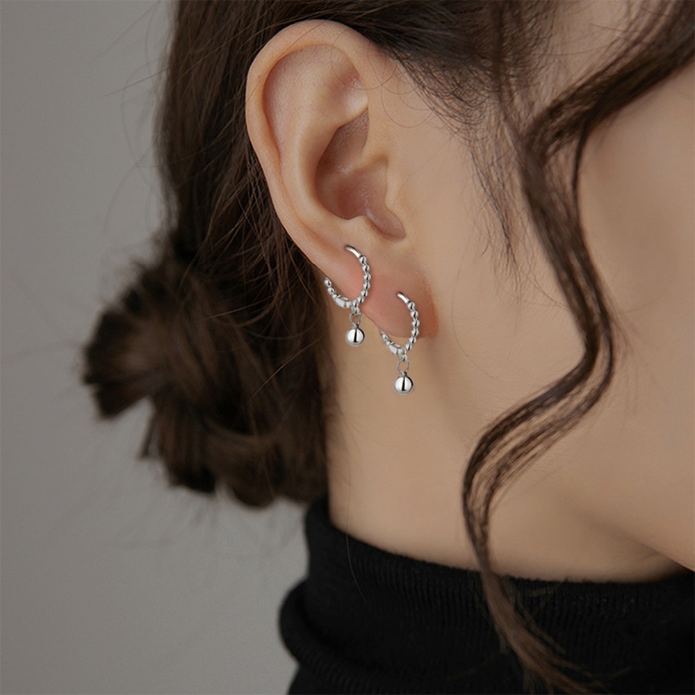 1 Khuyên Tai Tròn Đính Hạt Phong Cách Hàn Quốc Cổ Điển