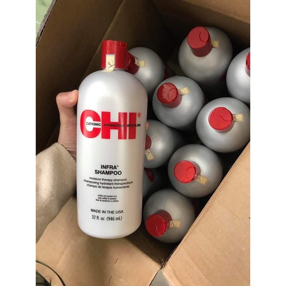 Chính Hãng - Cặp dầu gội xả CHI Infra shampoo & treatment siêu mượt cho tóc khô hư tổn (xám)Mỹ 946ml X 2 - Tặng Tinh Dầu