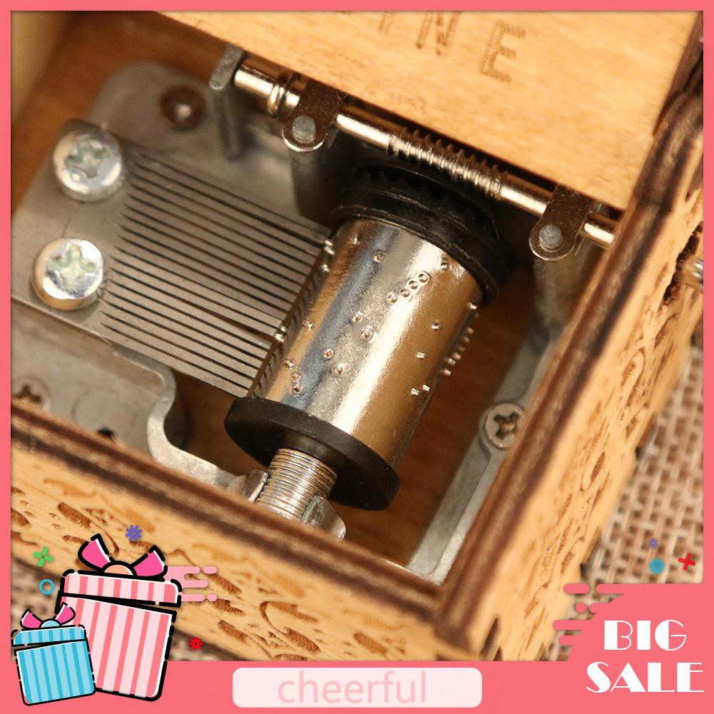 Retro Wood Music Box Antique Hand Cranked Musical Case Home Ornament Gifts