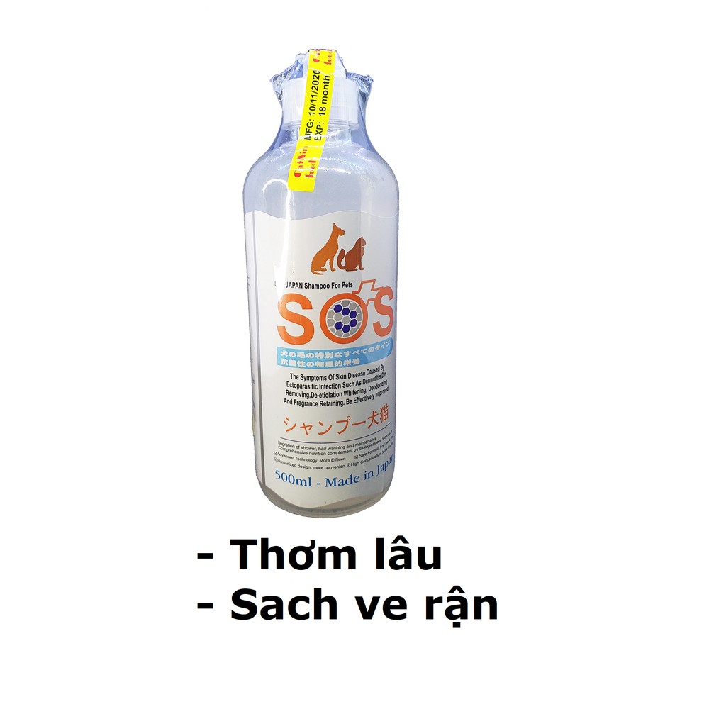 (New) Sữa Tắm SOS nhật 500ml (chó mèo dùng chung) Thơm lâu hơn và sạch ve rận