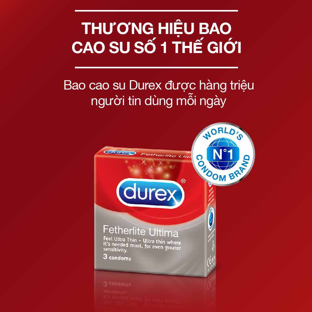 [Chính Hãng] Bao cao su Durex Fetherlite Ultima 3S Siêu mỏng 52mm hộp 3 cái