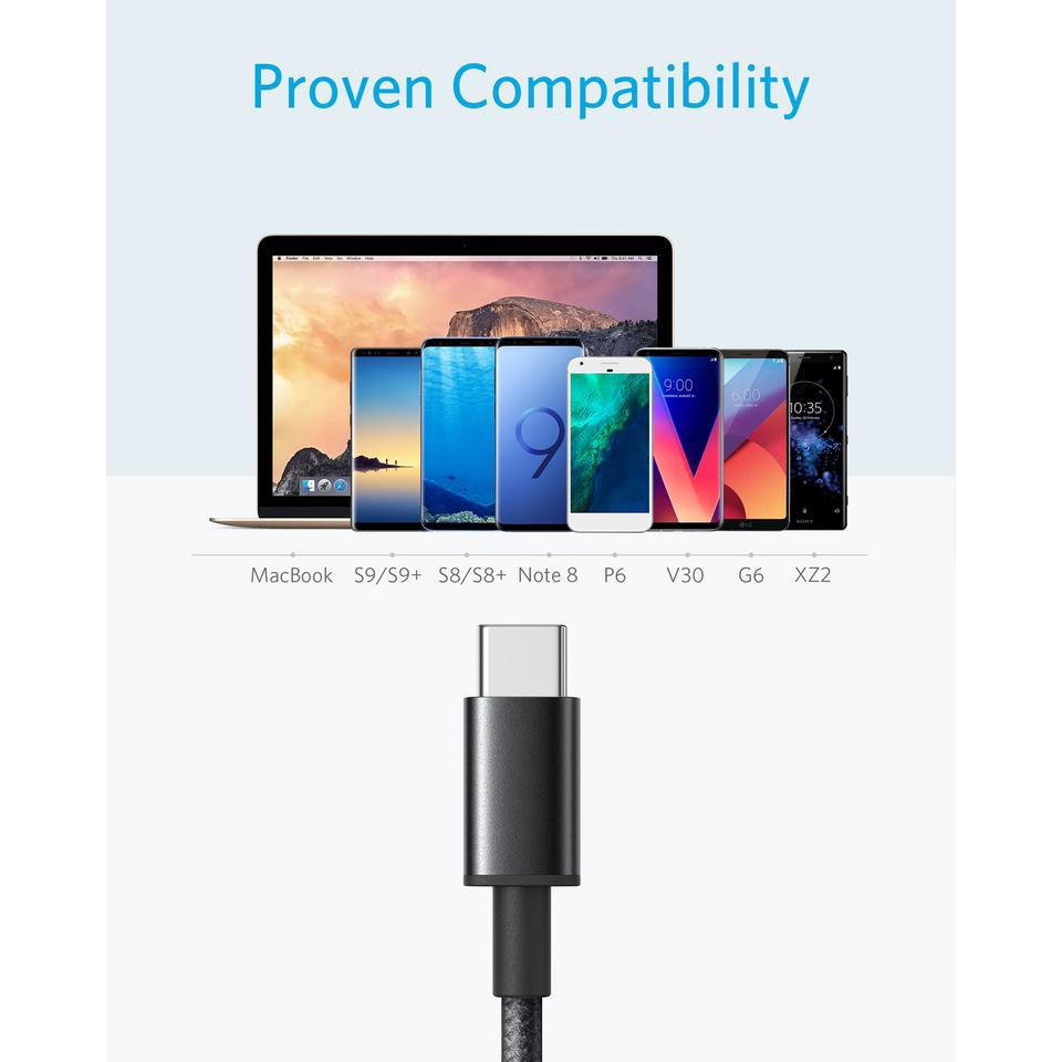 Cáp siêu bền bọc dù Anker USB-A to USB-C model B8173 dài 0.9m