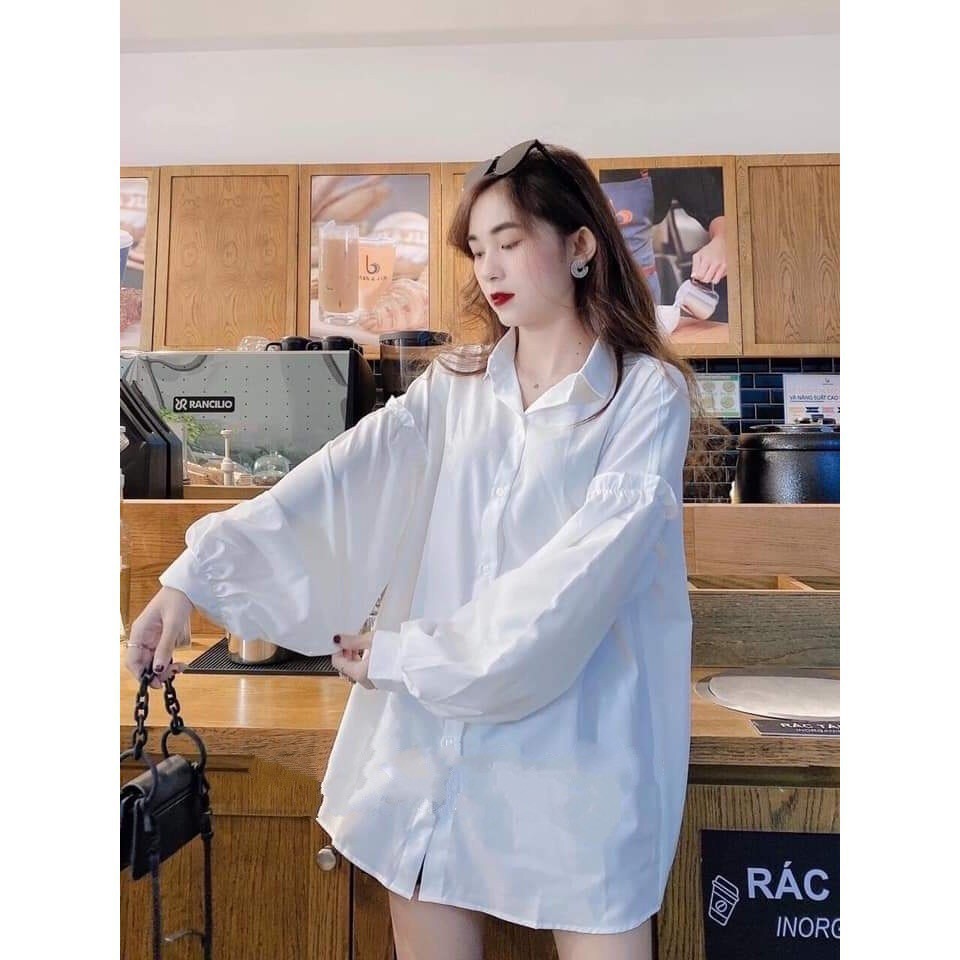 💝👗 ÁO SƠ MI TRẮNG TAY PHỒNG VIỀN BÈO DÀI TAY OVERSIZE - ÁO SOMI NỮ TAY DÀI MÀU TRẮNG HOT 👑