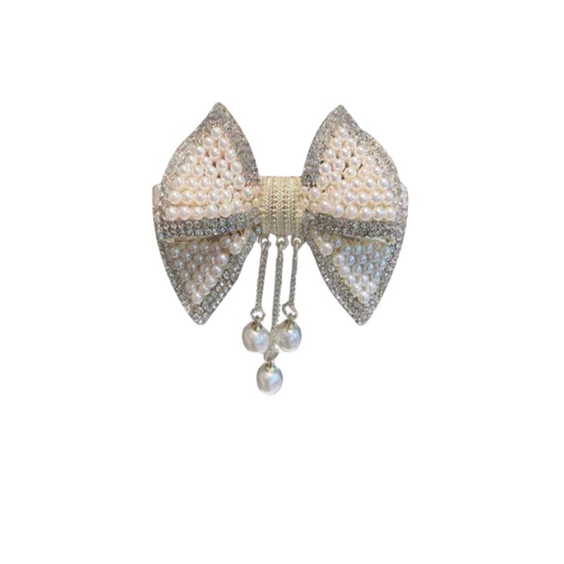 Kẹp tóc kim cương ngọc trai thời trang cao cấp hàn quốc phụ kiện nơ trang nhã Kẹp tóc nữ