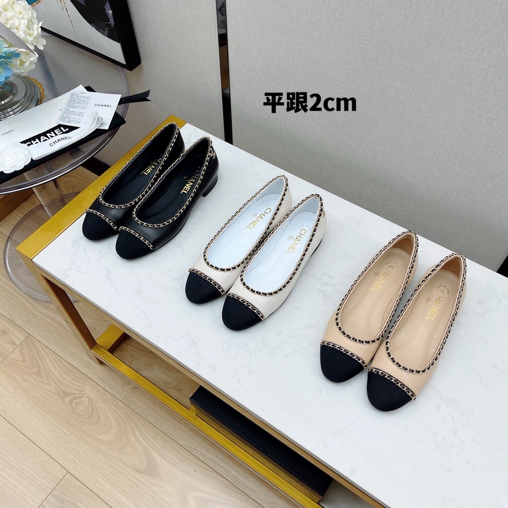 Giày đế bằng mũi nhọn da thật cao cấp 𝘾𝙝𝙖𝙣𝙚𝙡 𝘾𝙝𝙖𝙣n𝙚𝙡 CN nhẹ nhàng