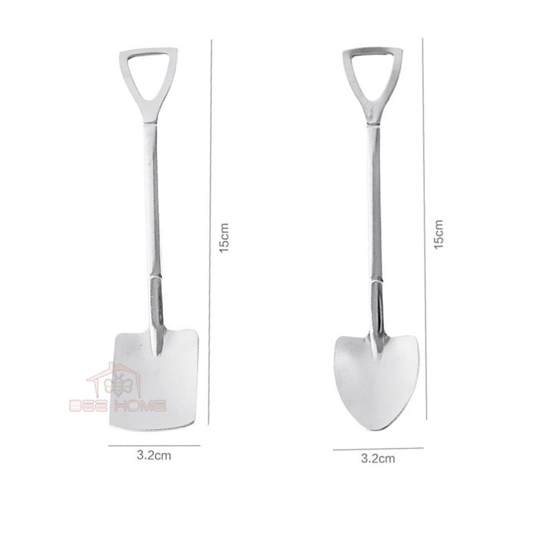 Thìa inox hình xẻng cao cấp ăn trái cây, bánh kem - BEEHOME - Nĩa inox hình xẻng ăn tráng miệng không gỉ