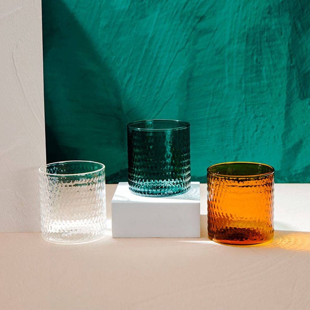 YIYU 1 cốc thủy tinh trong suốt 200ml họa tiết chấm bi phong cách vintage