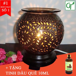 Đèn Tinh Dầu Gốm Nâu 💖FREESHIP💖+ Tặng Tinh Dầu Quế Cao Cấp 10ml + Tặng Bóng Dự Phòng