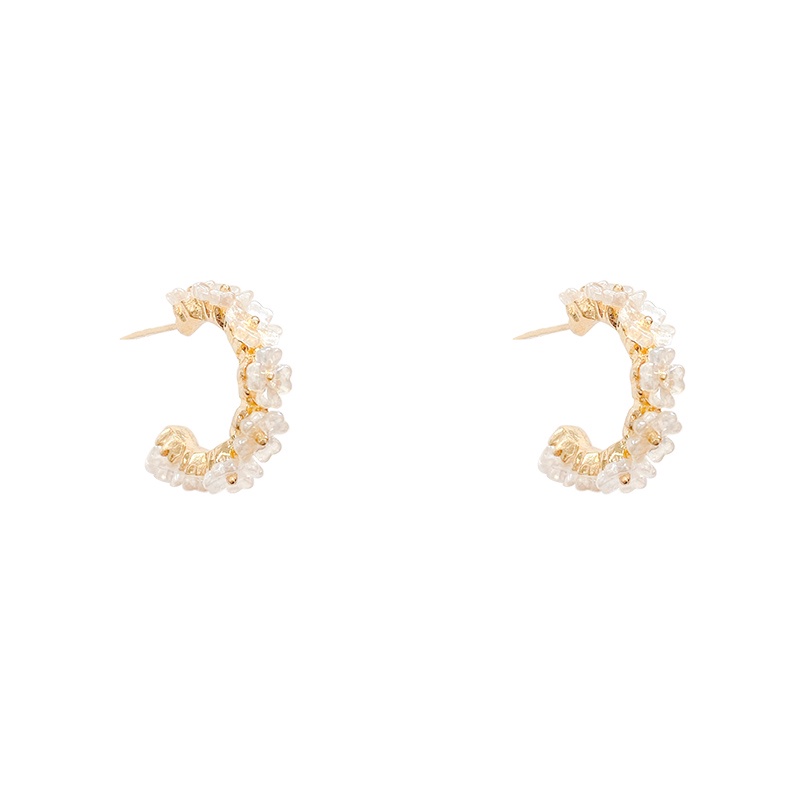 Bông Tai Mạ Bạc 925 Hình Hoa Dáng Chữ C Phong Cách Hàn Quốc Dành Cho Nữ