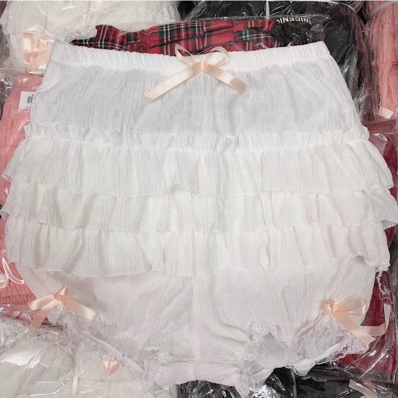 Quần đùi tầng trơn đính nơ chất xốp y hình phong cách cực kute siêu hot