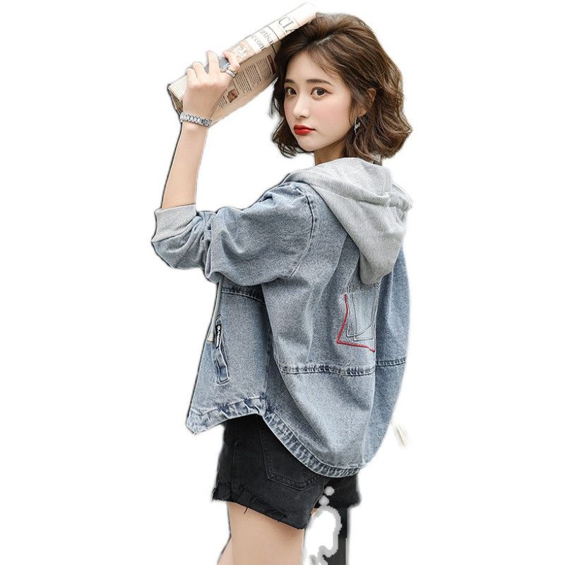 Áo Khoác Denim Dáng Rộng Có Mũ Trùm Cá Tính Dành Cho Nữ
