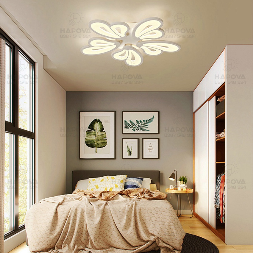Đèn ốp trần phòng khách, đèn trang trí phòng khách 5 cánh 3 chế độ ánh sáng HAPOVA BITAS 2000