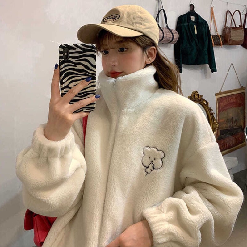 ÁO KHOÁ LÔNG THÊU CÚN TAY CHUN | BigBuy360 - bigbuy360.vn