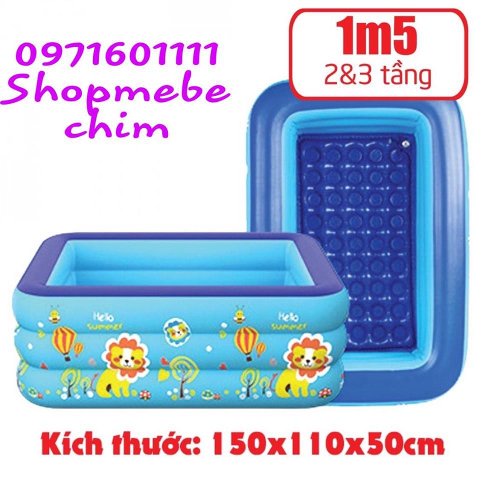 Bể Bơi Phao Cho Bé - 2+3 Tầng – 1m5 – Có Đáy Chống Trượt ( Hàng Dày Dặn)