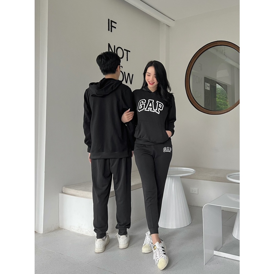 Bộ GAP hoodie đôi bộ thể thao đôi nam nữ nỉ hoodie DBD01