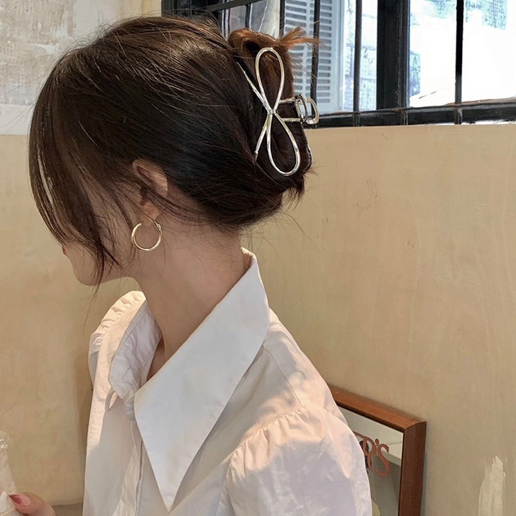 Kẹp Tóc Hình Nơ Bằng Kim Loại Đơn Giản