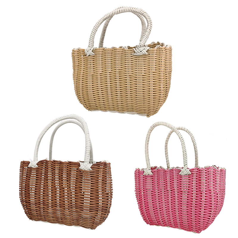 Giỏ Đan Mây Bằng Nhựa Thủ Công Tiện Dụng Mang Theo Dã Ngoại