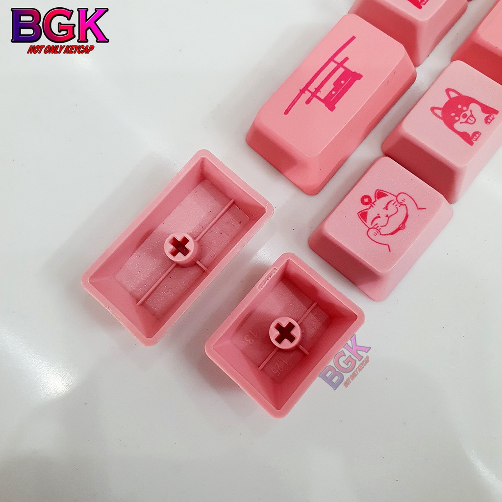 Keycap Lẻ Chủ Đề Nhật Bản OEM profile in dye sub  Màu Hồng Nut Phím Cơ PBT