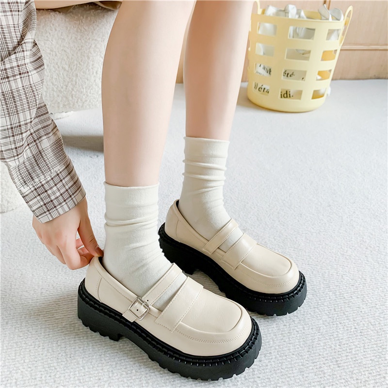 Vớ tất trơn màu vintage mịn trắng đen kem nâu.