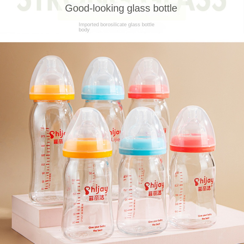 Kính Bình Sữa Thủy Tinh Chống Tràn 160 / 240Ml Gylmy490 Cao Cấp Tiện Lợi Dễ Sử Dụng Cho Bé