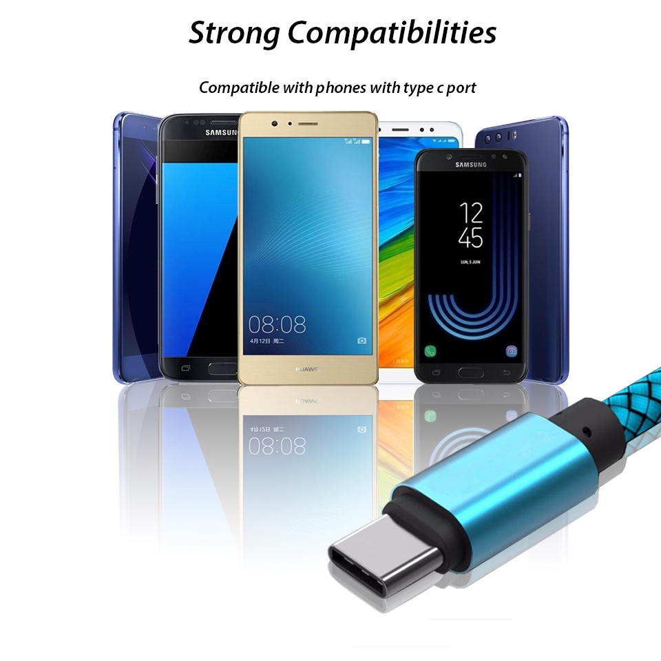 Dây Cáp Sạc Truyền Dữ Liệu Usb Type C/C Siêu Bền Tương Thích Với Điện Thoại Android/Samsung Huawei Xiaomi