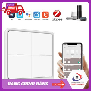 Công Tắc Dán Tường thông minh Zigbee TUYA 4 Nút 🌐GIÁ TỐT🌐  Điều Khiển Từ Xa, Làm Ngữ Cảnh