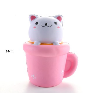 Handheld toys, cats sitting on cups of coffee, squeeze help reduce stress.