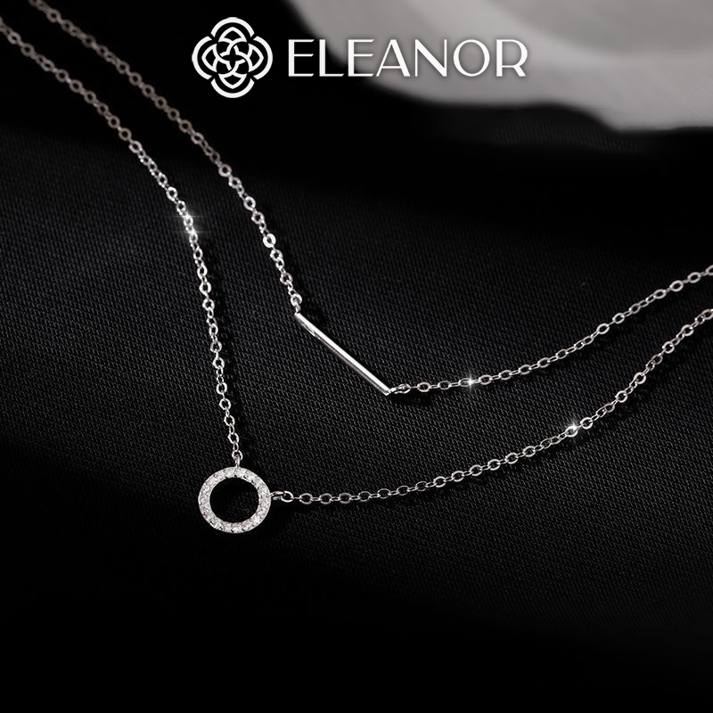 Dây chuyền layer nữ đính đá sợi kép mảnh Eleanor Accessories phụ kiện trang sức mặt tròn thanh ngang
