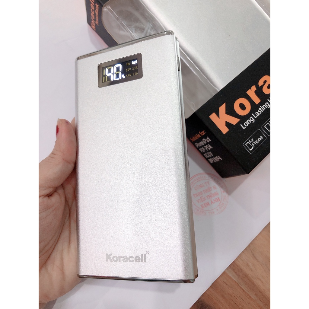 Pin sạc dự phòng KORACELL 12.000mAh, Có LCD hiển thị pin. HÀNG CHÍNH HÃNG BẢO HÀNH 12 tháng