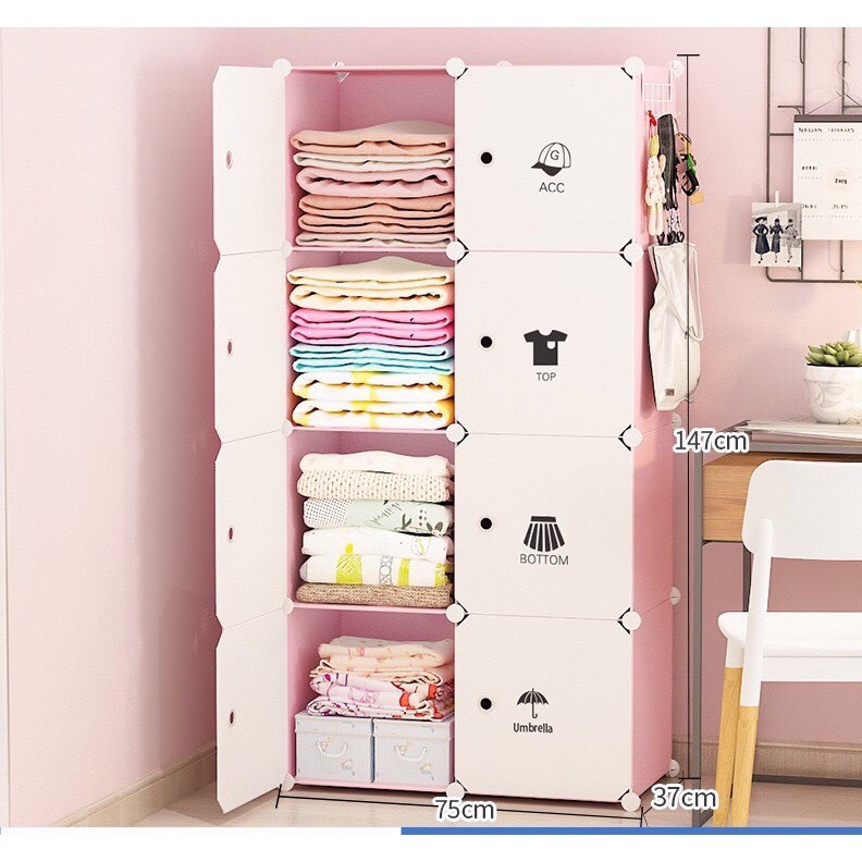 Tủ nhựa ghép 8 ô size lớn sâu 47 cm