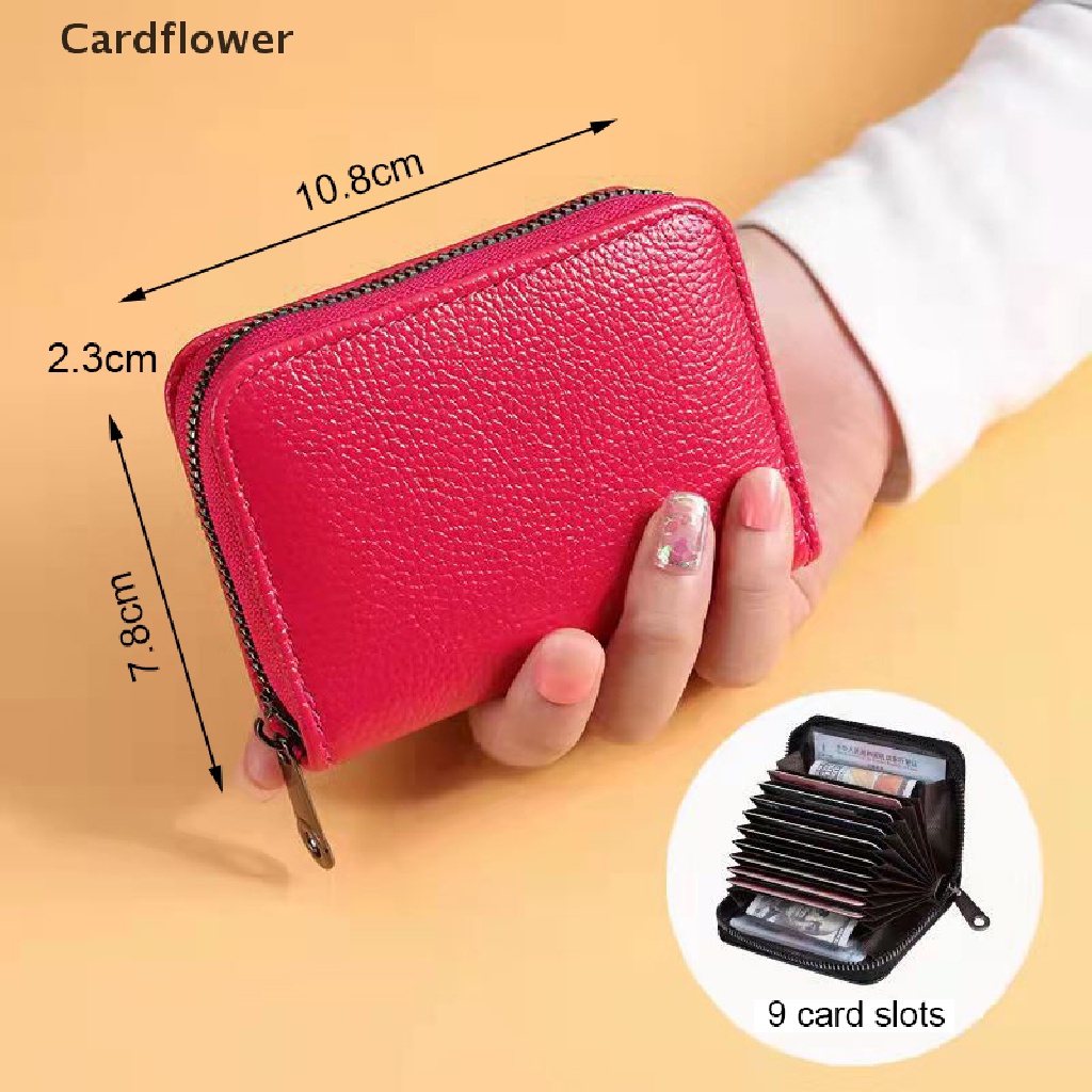 &lt; Cardflower &gt; Ví Đựng Thẻ Tín Dụng Thẻ Tín Dụng Có Dây Kéo Sức Chứa Lớn Dompet Penyekat RFID Đang Giảm Giá