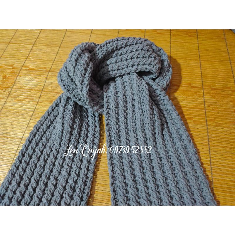 Khăn len đan tay, Khăn len handmade - kiểu đan vặn thừng 2 mặt độc đáo - quà tặng handmade