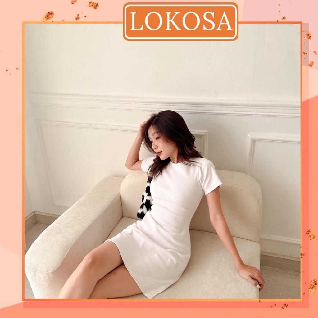 Váy Ôm Body LOKOSA Đầm Body Hở Lưng Dự Tiệc Chất Thun Gân Sexy Thiết Kế Ôm Eo Tay Ngắn Sang Trọng VD065 | BigBuy360 - bigbuy360.vn
